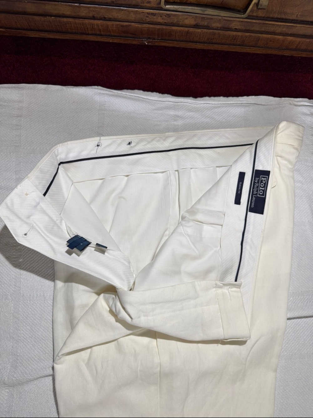 Polo by Ralph Lauren Men's Off-White, linen silk and cotton Dress Pants, 40x32